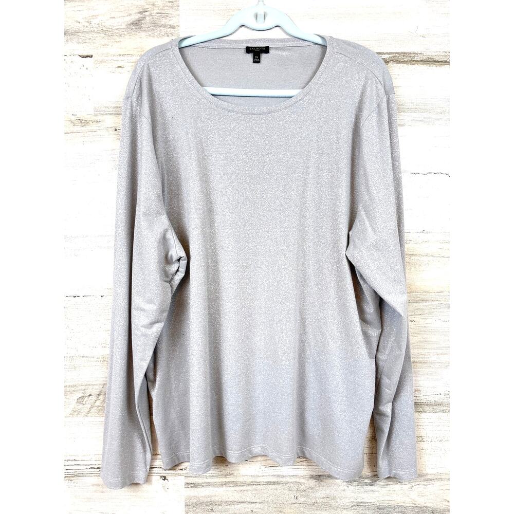 Talbots Gray Knit Crew Neck Long Sleeve Top Womens 3X Plus Casual NEW